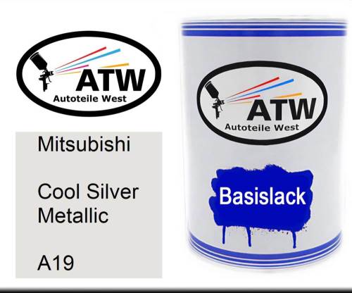 Mitsubishi, Cool Silver Metallic, A19: 500ml Lackdose, von ATW Autoteile West.